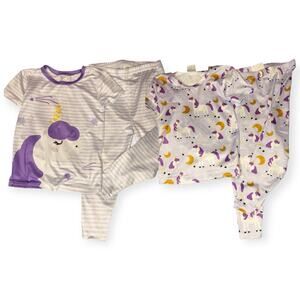 Shein Girls Pajamas Bundle 3Y Purple Unicorn Short Sleeve Toddler Sleepwear